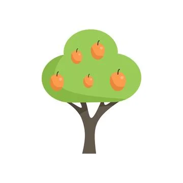 Fresh fruit tree icon flat vector. Garden harvest Stock Illustration