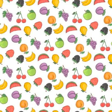 Fresh fruit vector seamless pattern Stock Illustration