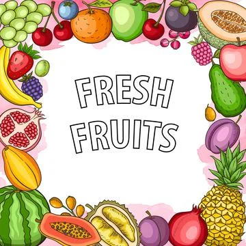 Fresh fruit on a white background. Stock Illustration