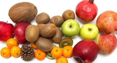 Fresh fruit on a white background Stock Photos