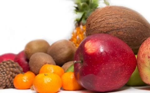 Fresh fruit on a white background Stock Photos