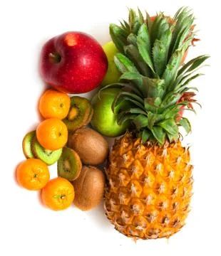 Fresh fruit on a white background Stock Photos