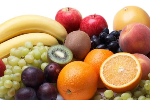 Fresh fruit on a white background. Stock Photos