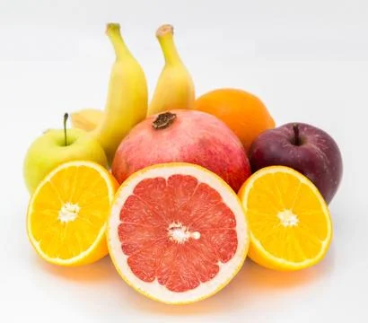 Fresh fruit on a white background. Stock Photos