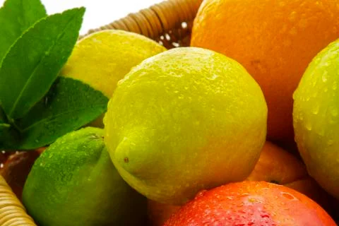 Fresh, fruit, white background Foto stock
