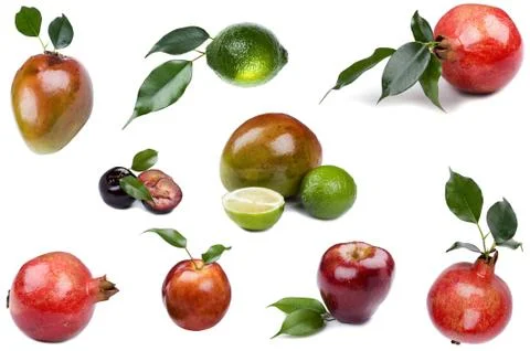 Fresh fruit on white Stock Photos
