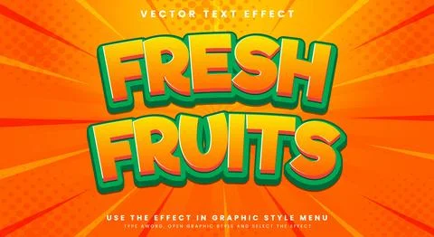 Fresh Fruits editable text effect Template 스톡 일러스트