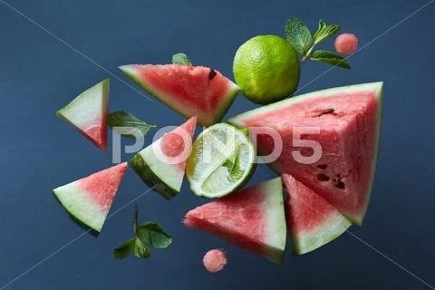 Fresh fruits isolated on black Stock Photos
