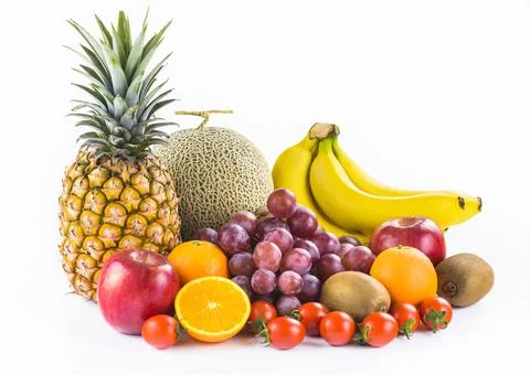 Fresh fruits isolated on white background Stock Photos