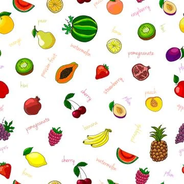 Fresh fruits seamless pattern 스톡 일러스트