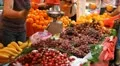Fresh Fruits Shop in Hong Kong Market Street Various Products Sale Shelf Store HD Footage