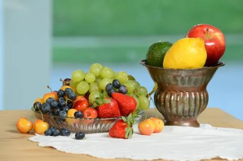 Fresh fruits on table Stock Photos