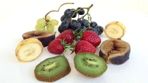 Fresh Fruits On White Background Stock Footage 70972286