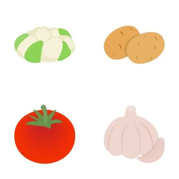 Fresh garden vegetables flat design illustration set 库存插图