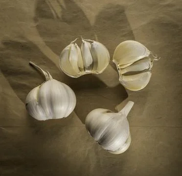 Fresh garlic on the table Фото