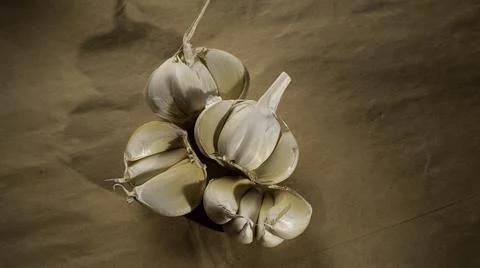 Fresh garlic on the table Stock Photos