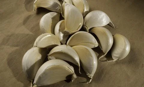 Fresh garlic on the table Stock Photos