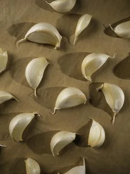 Fresh garlic on the table Stock Photos