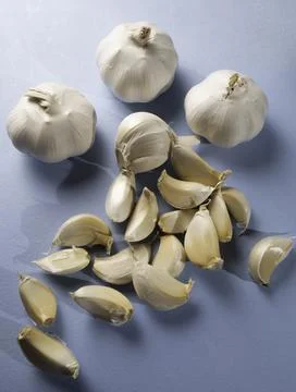 Fresh garlic on the table Stock Photos