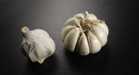Fresh garlic on the table Stock Photos