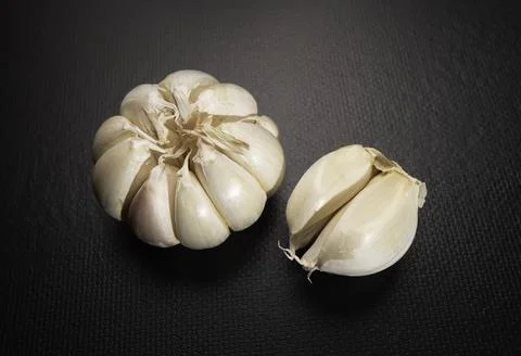 Fresh garlic on the table Stock Photos