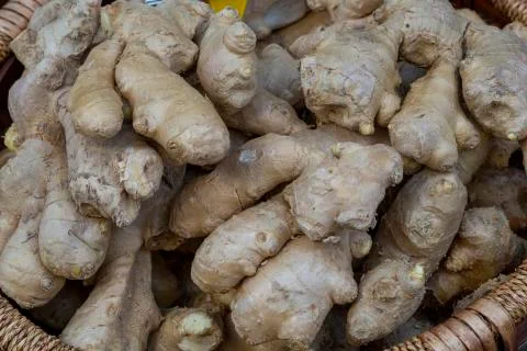 Fresh ginger  background Stock Photos