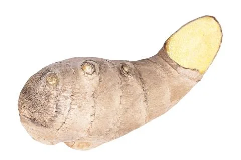 Fresh Ginger root and slice isolated on white background Stock Photos