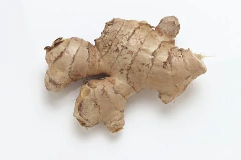 Fresh Ginger Root close up macro on white background Stock Photos