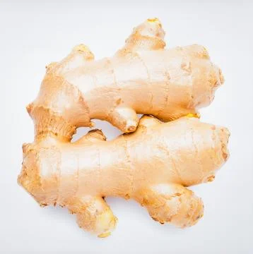 Fresh Ginger Root Isolated on White Background, Zingiber officinale Aromati.. Stock Photos