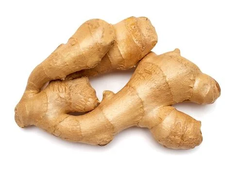 Fresh ginger root isolated on white background. Creative medical concept, s.. Stock Photos