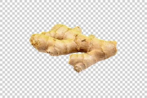 Fresh ginger root rhizome with tan, knobby skin and textured surface, isola.. Stock Photos