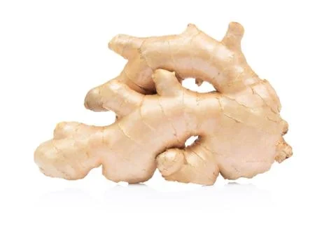 Fresh ginger root with sliced on white background for herb and medical produc Foto stock