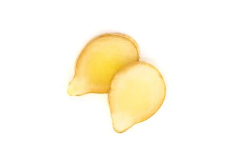 Fresh ginger root with sliced on white background for herb and medical produc Stock Photos