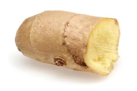 Fresh ginger root on white background Stock Photos