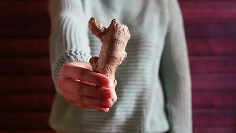 Fresh ginger, tropical root as healthy food and ingredients concept Stock Footage 101806933