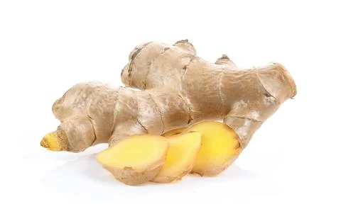 Fresh ginger on white background. herb medical concept Stock Photos