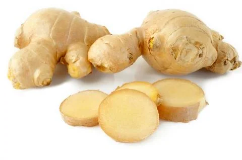 Fresh ginger on white background Stock Photos