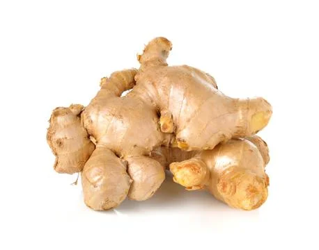 Fresh ginger on white background Stock Photos