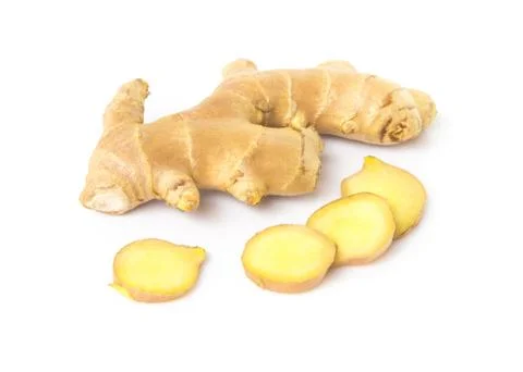 Fresh ginger on white background,raw material for cooking Stock Photos