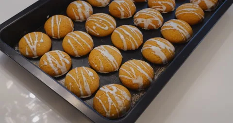 Fresh gingerbread biscuit Stock Footage 144943546