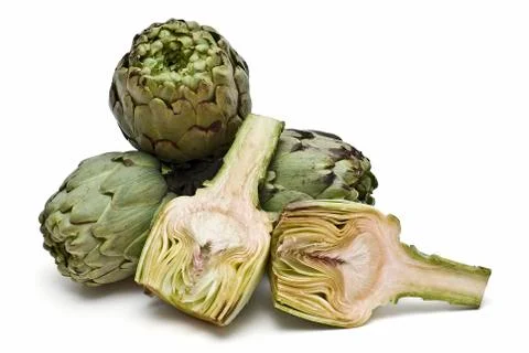 Fresh globe artichokes. Stock Photos