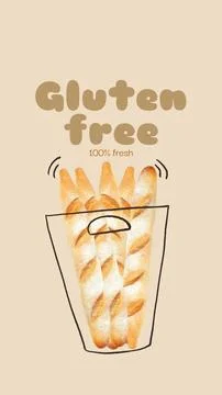Fresh gluten-free bread displayed in a basket with a simple design for Easter Stockillustratie