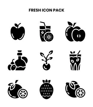 Fresh Glyph Graphics Icons Pack Stock Illustration