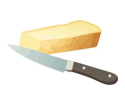 Fresh gourmet slice of bread and knife Illustrazione stock