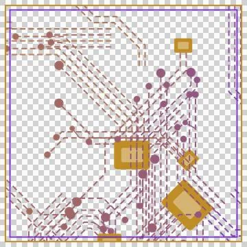 Fresh gradient square circuit pattern transparent PNG design element Stock Photos