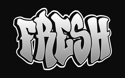 Fresh Graffiti Art on Black Background Stock Illustration