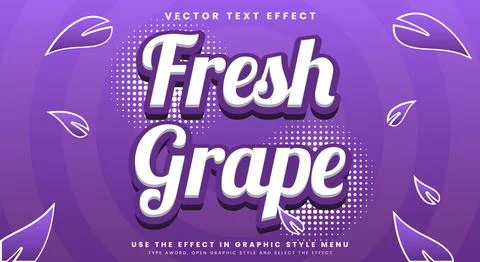 Fresh Grape 3d editable text effect Template Illustrazione stock