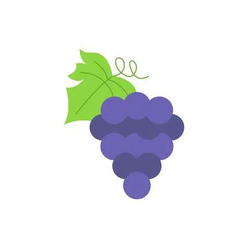 Fresh grape bunch colored icon. Vector EPS 10. Simple fruit symbol on white Stock Illustration