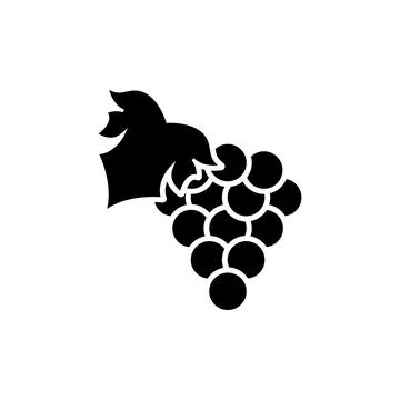 Fresh grape bunch solid black icon. Vector EPS 10. Simple fruit symbol on white Illustrazione stock