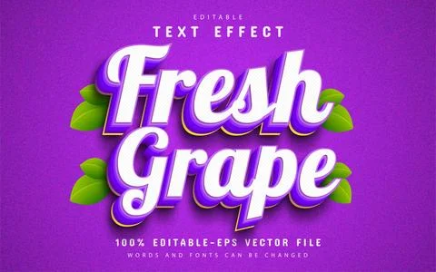 Fresh grape fruit 3d text effect editable Illustrazione stock